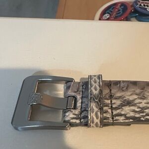 Vince Camuto Gray Snakeskin Leather Belt